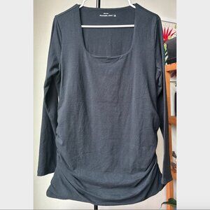 Abercrombie & Fitch Maternity Black Square Neck Long Sleeve w/ Ruched Sides-Sz L